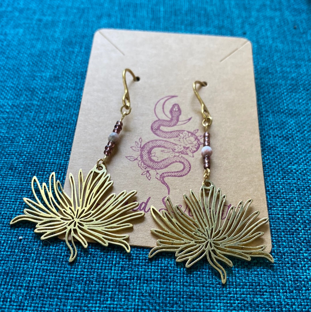 Hand-beaded Dahlia Flower earrings