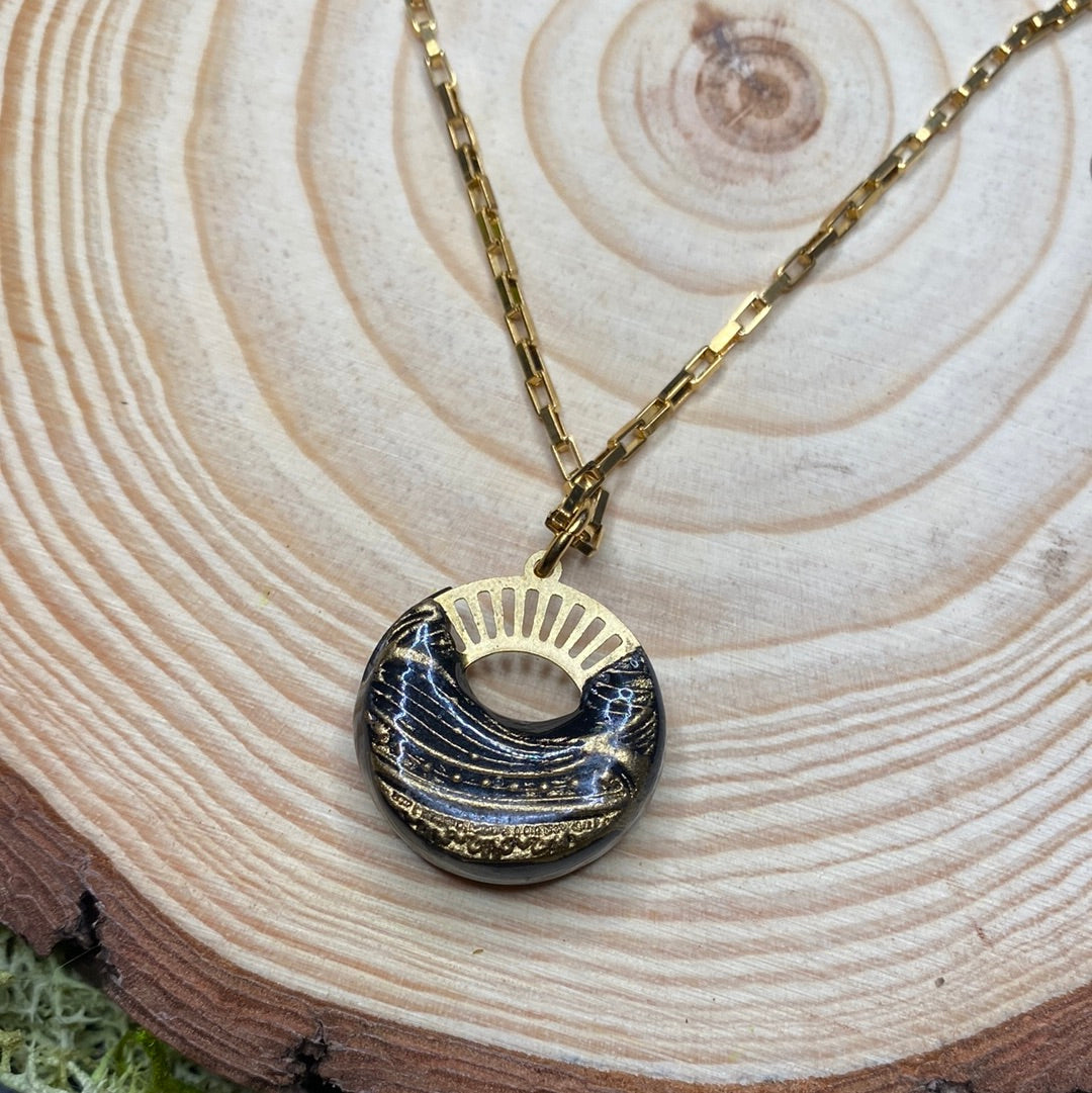 Labradorite Moon Pendant