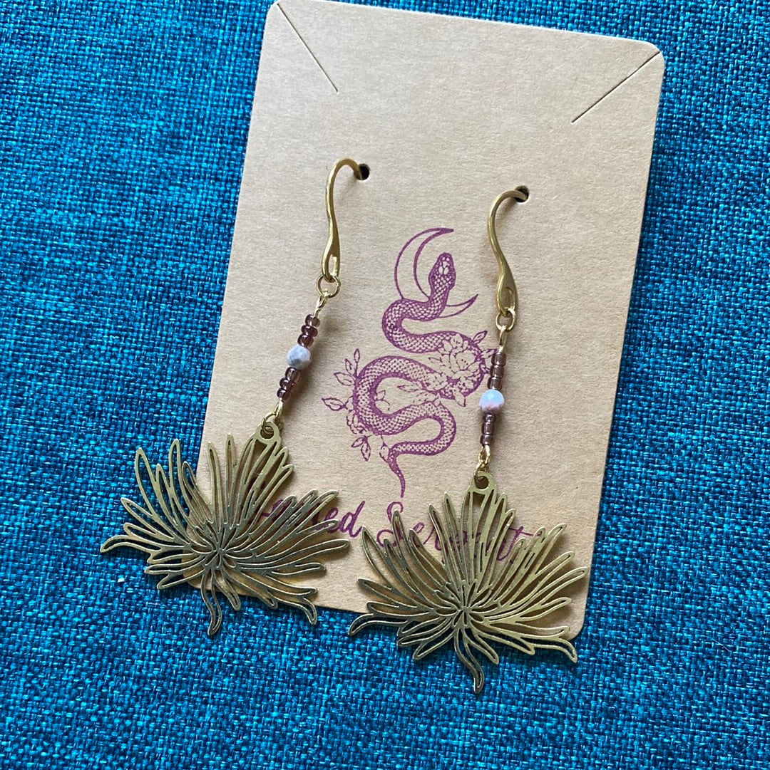 Hand-beaded Dahlia Flower earrings