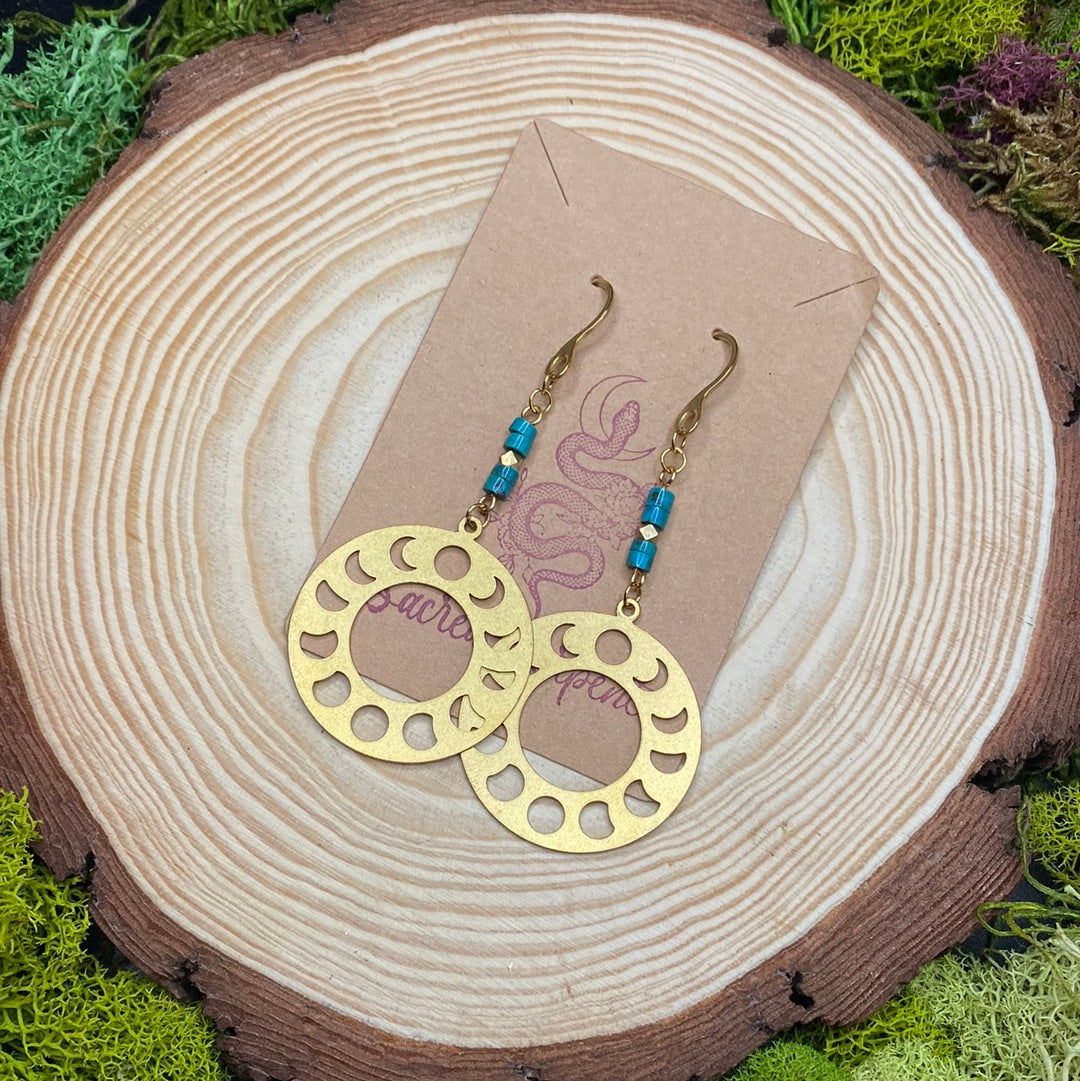 Turquoise and Moon-phase earrings