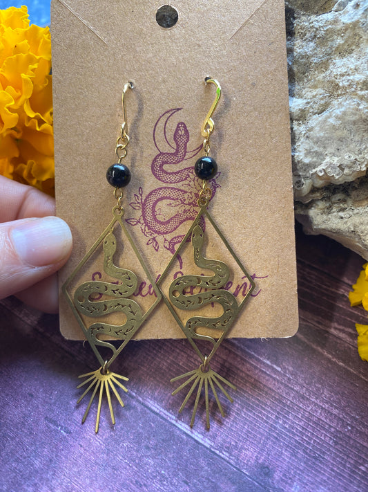 Snakes and Obsidian Earrings