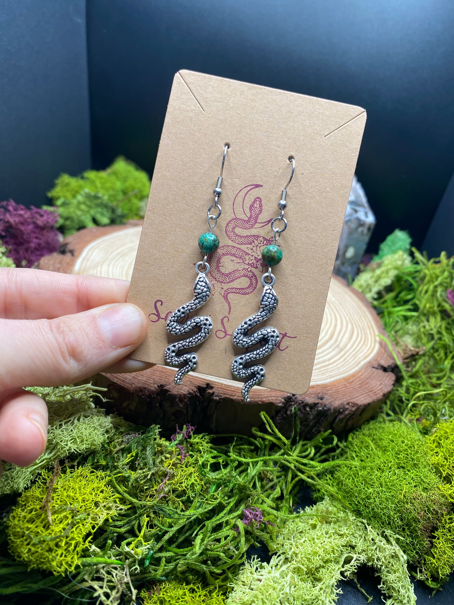 Chrysocolla Serpent Earrings