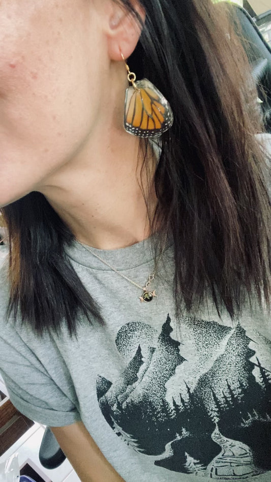 Monarch Butterfly Wings and Chrysalis Earrings